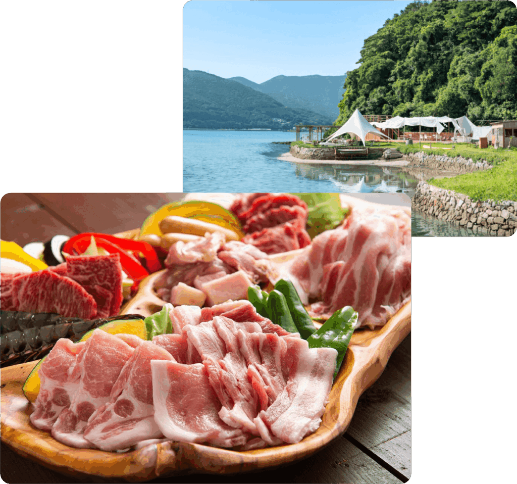 はまぐりデッキとBBQ食材写真